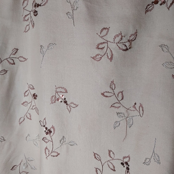 Dressbarn skirt - beige with brown piping,  zippered side - Picture 5 of 8